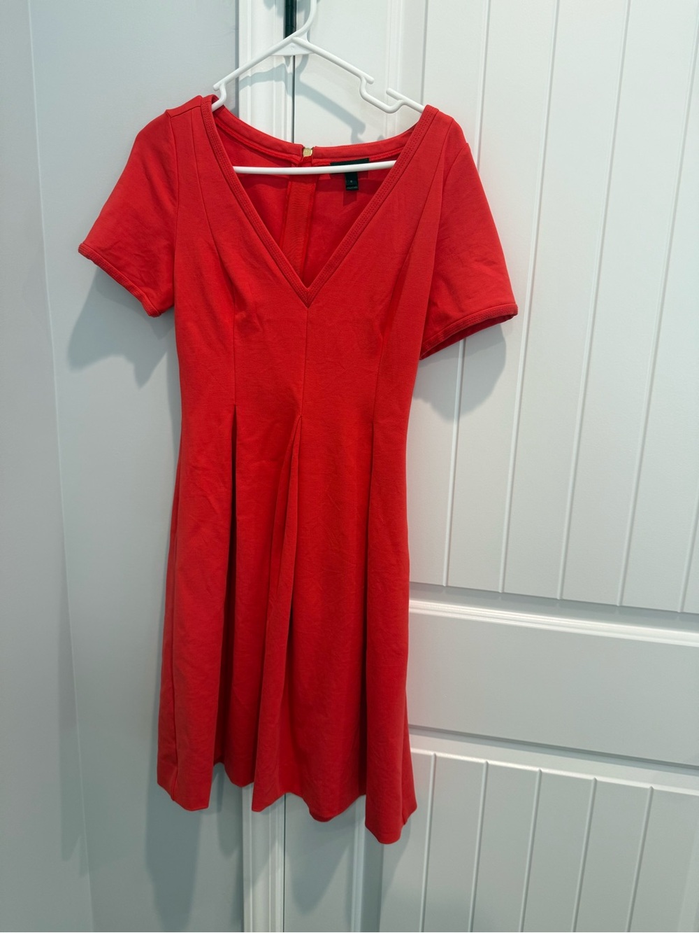 J. Crew Red V-Neck Fit-and-Flare Dress